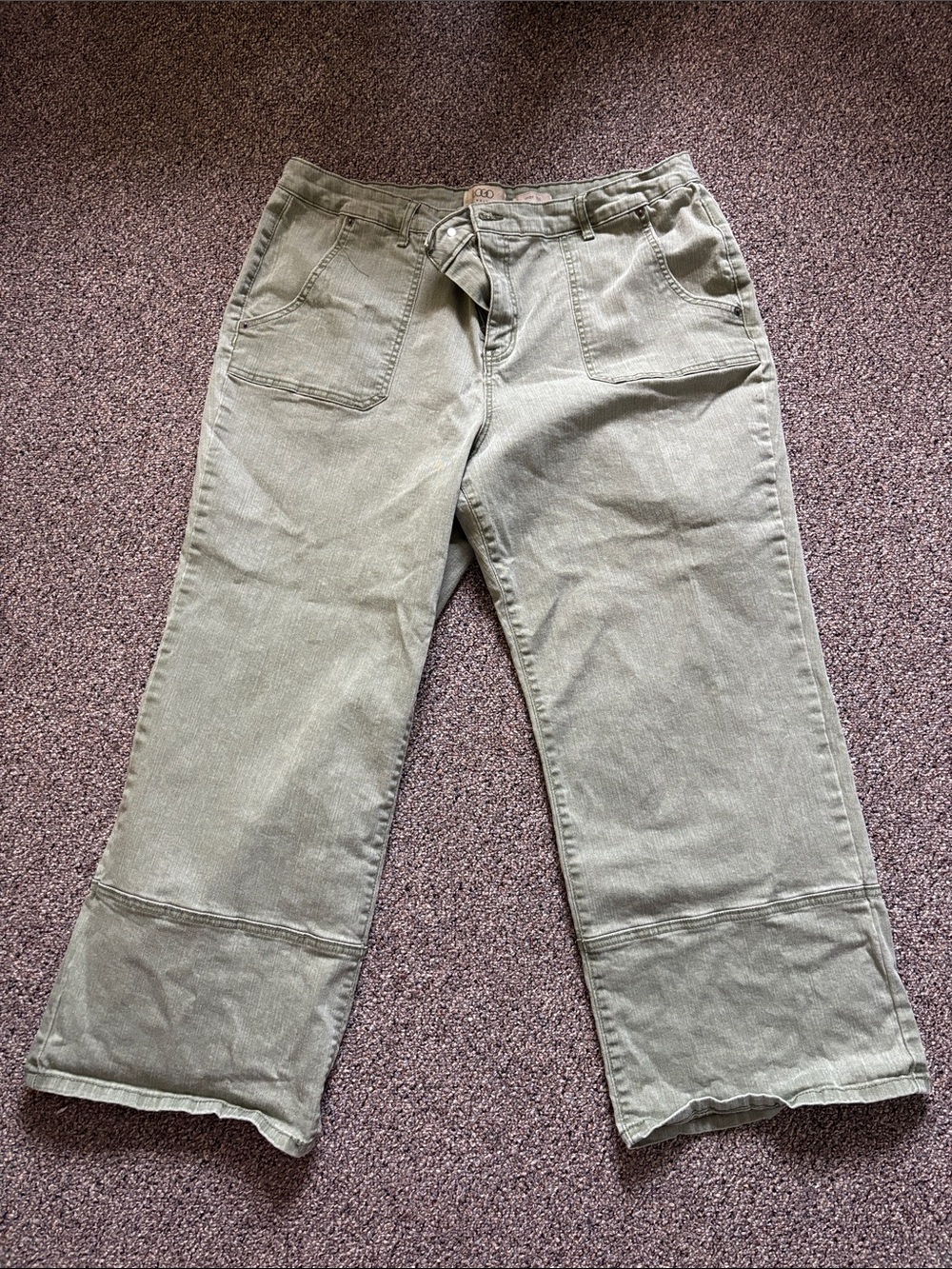 LOGO by Lori Goldstein Olive Utility Wide-Leg Pants